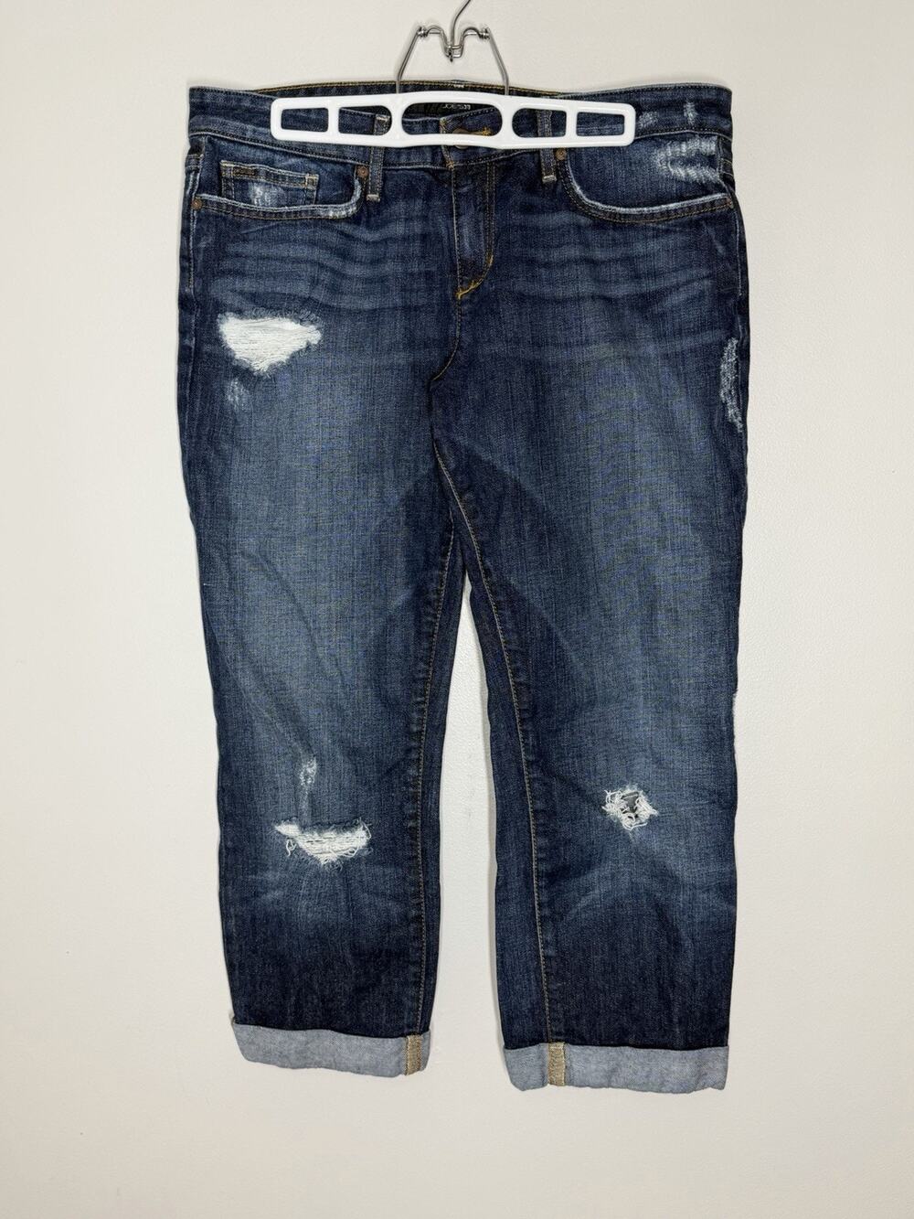 Joe's Cropped Ex Lover Jeans Womens 29 Dark Wash Distressed Cuffed